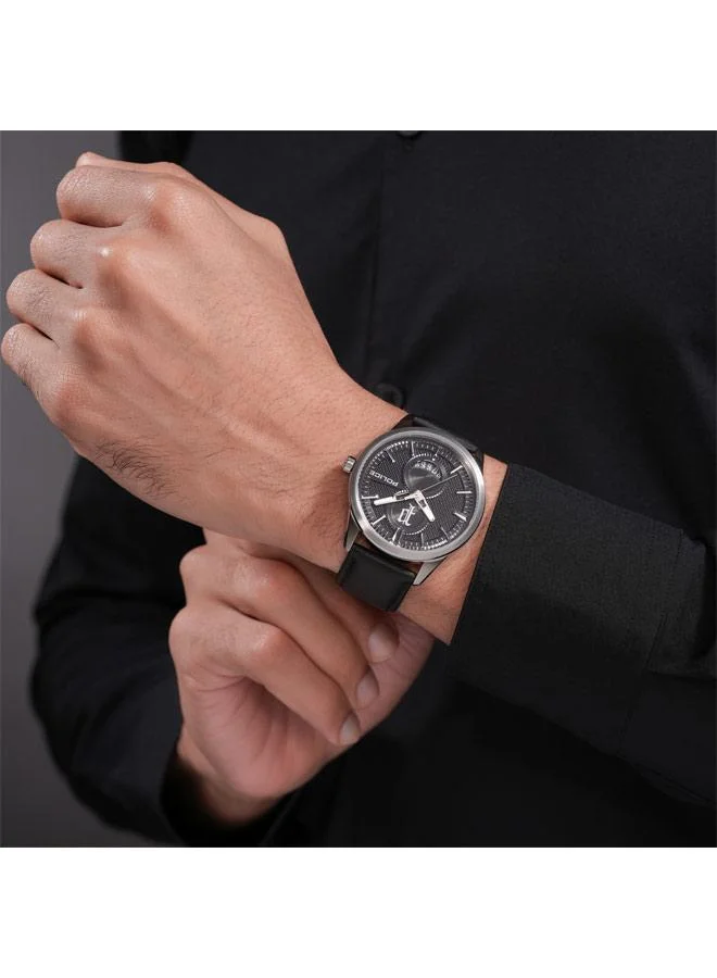 Police black Men's Styleshift Black Dial Genuine Leather Strap Analog Watch for Men, 43mm for Men | Best Price UAE